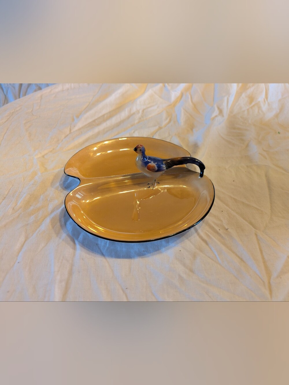 2/40$ Noritake Yellow and Blue Bird Ceramic Divided Dish
